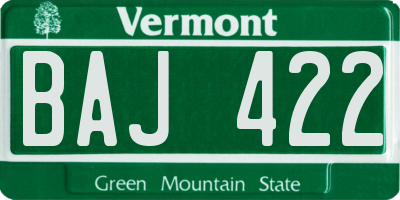 VT license plate BAJ422
