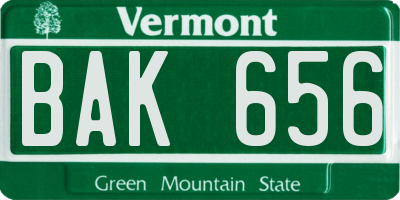 VT license plate BAK656