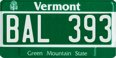 VT license plate BAL393