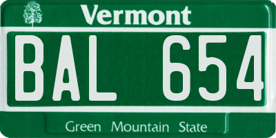VT license plate BAL654