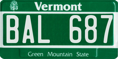 VT license plate BAL687