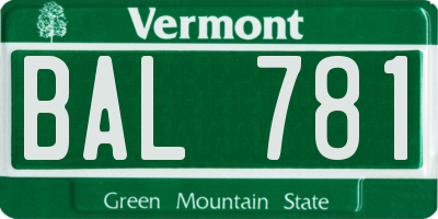 VT license plate BAL781