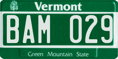 VT license plate BAM029