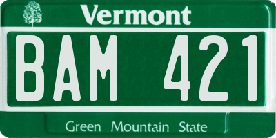 VT license plate BAM421