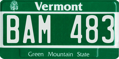 VT license plate BAM483