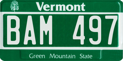 VT license plate BAM497