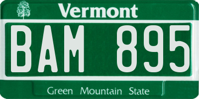 VT license plate BAM895