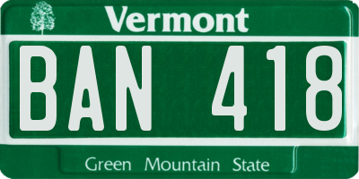 VT license plate BAN418