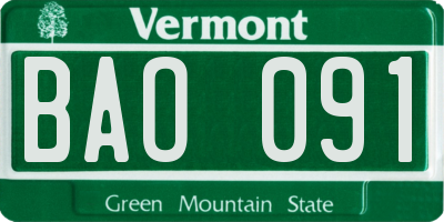 VT license plate BAO091