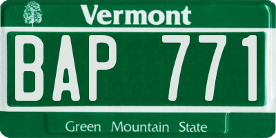 VT license plate BAP771