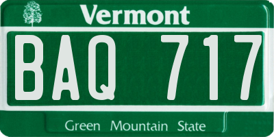 VT license plate BAQ717