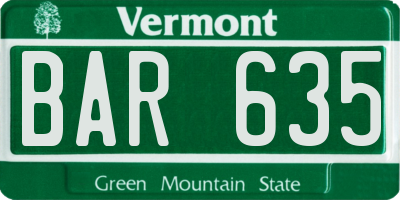 VT license plate BAR635
