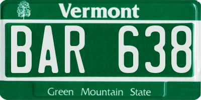 VT license plate BAR638