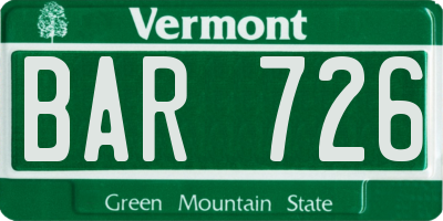 VT license plate BAR726