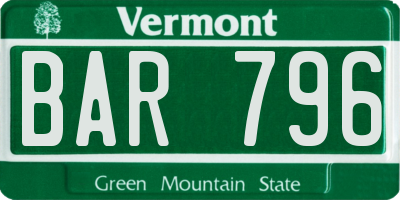 VT license plate BAR796