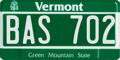 VT license plate BAS702