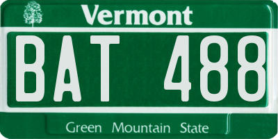 VT license plate BAT488