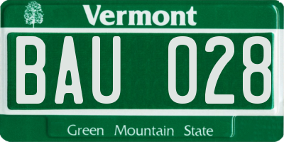 VT license plate BAU028