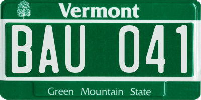 VT license plate BAU041