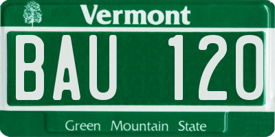 VT license plate BAU120