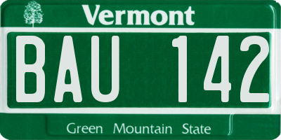 VT license plate BAU142