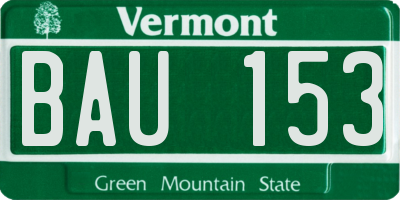 VT license plate BAU153
