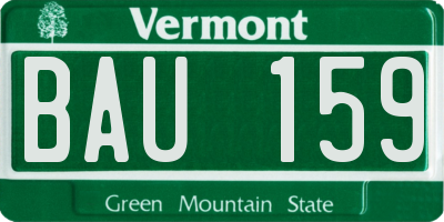 VT license plate BAU159