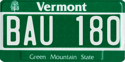 VT license plate BAU180