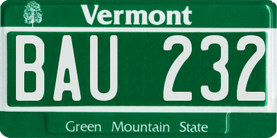 VT license plate BAU232