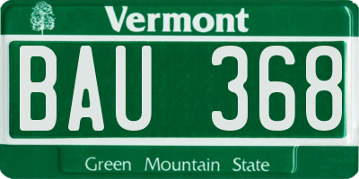VT license plate BAU368