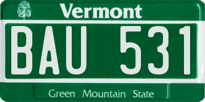 VT license plate BAU531