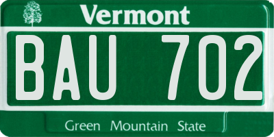 VT license plate BAU702