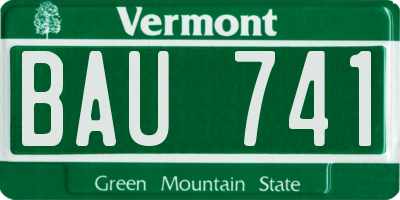 VT license plate BAU741
