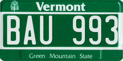 VT license plate BAU993