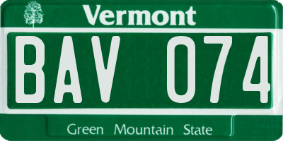 VT license plate BAV074