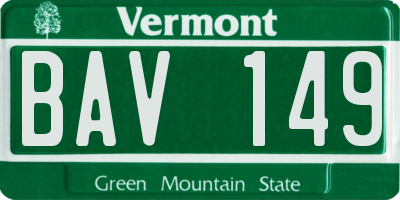 VT license plate BAV149