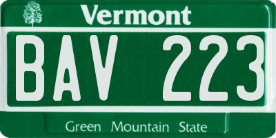 VT license plate BAV223