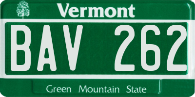 VT license plate BAV262