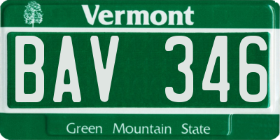 VT license plate BAV346