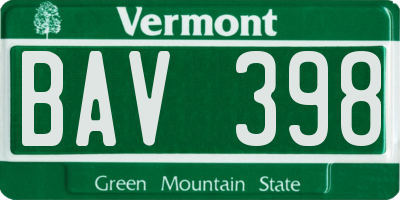 VT license plate BAV398