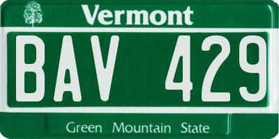 VT license plate BAV429