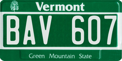 VT license plate BAV607