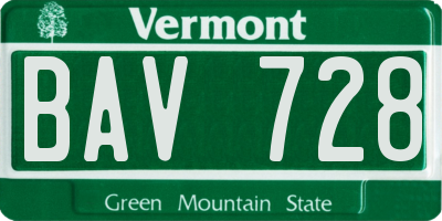 VT license plate BAV728