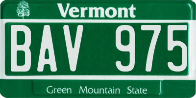 VT license plate BAV975