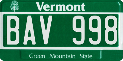 VT license plate BAV998