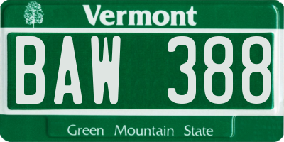 VT license plate BAW388