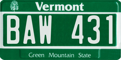 VT license plate BAW431