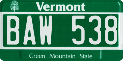VT license plate BAW538
