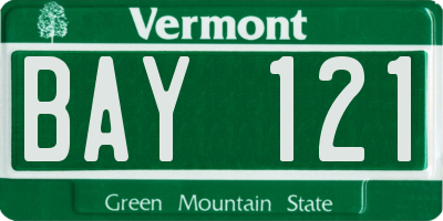 VT license plate BAY121