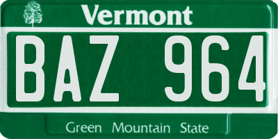 VT license plate BAZ964